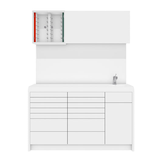 KIRA M Combi – behandelmeubel van Solid Surface met afgeronde voorkant