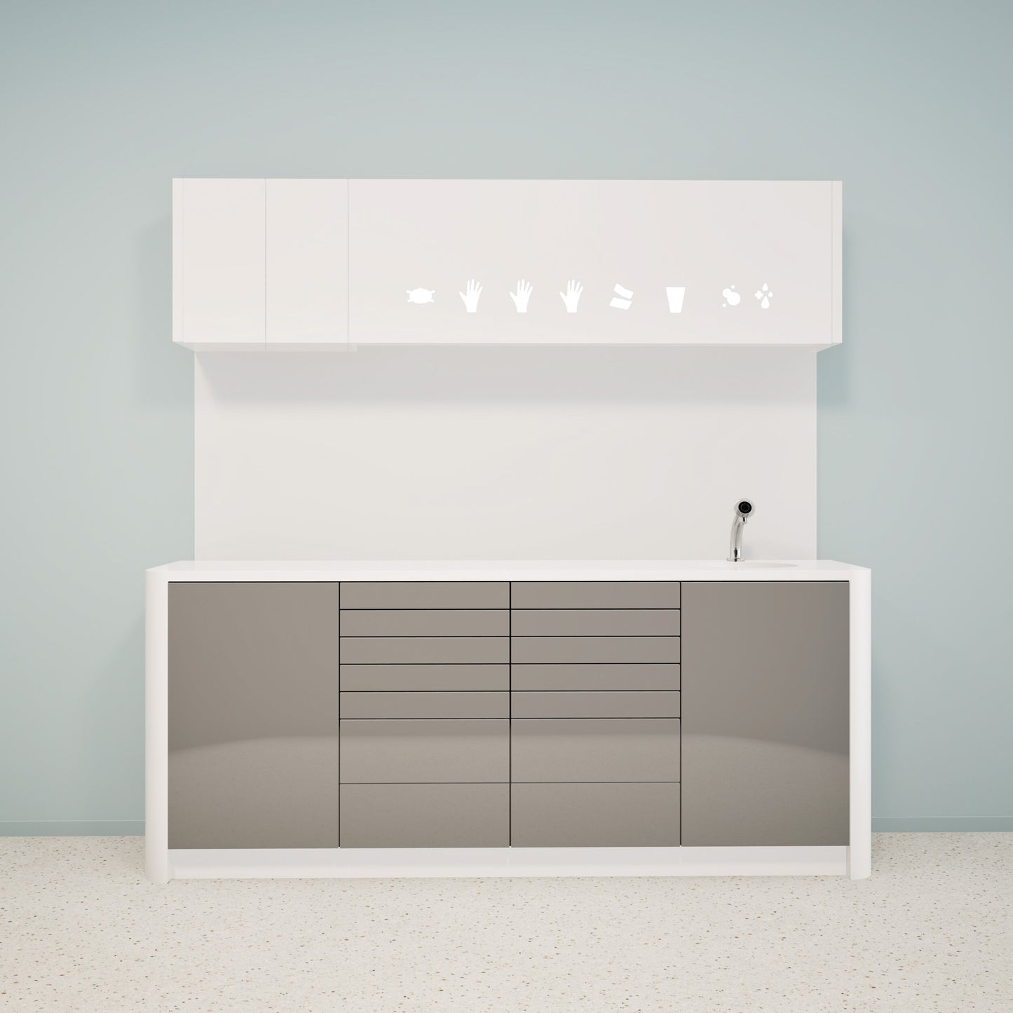 Treatment furniture DINA L Combi – Ergonomic Solid Surface Furniture for Professional Practices