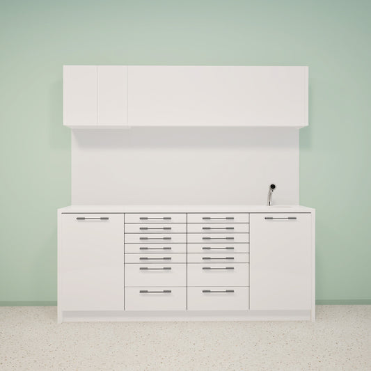 NOVA L Combi – behandelmeubel van Solid Surface met bovenkast