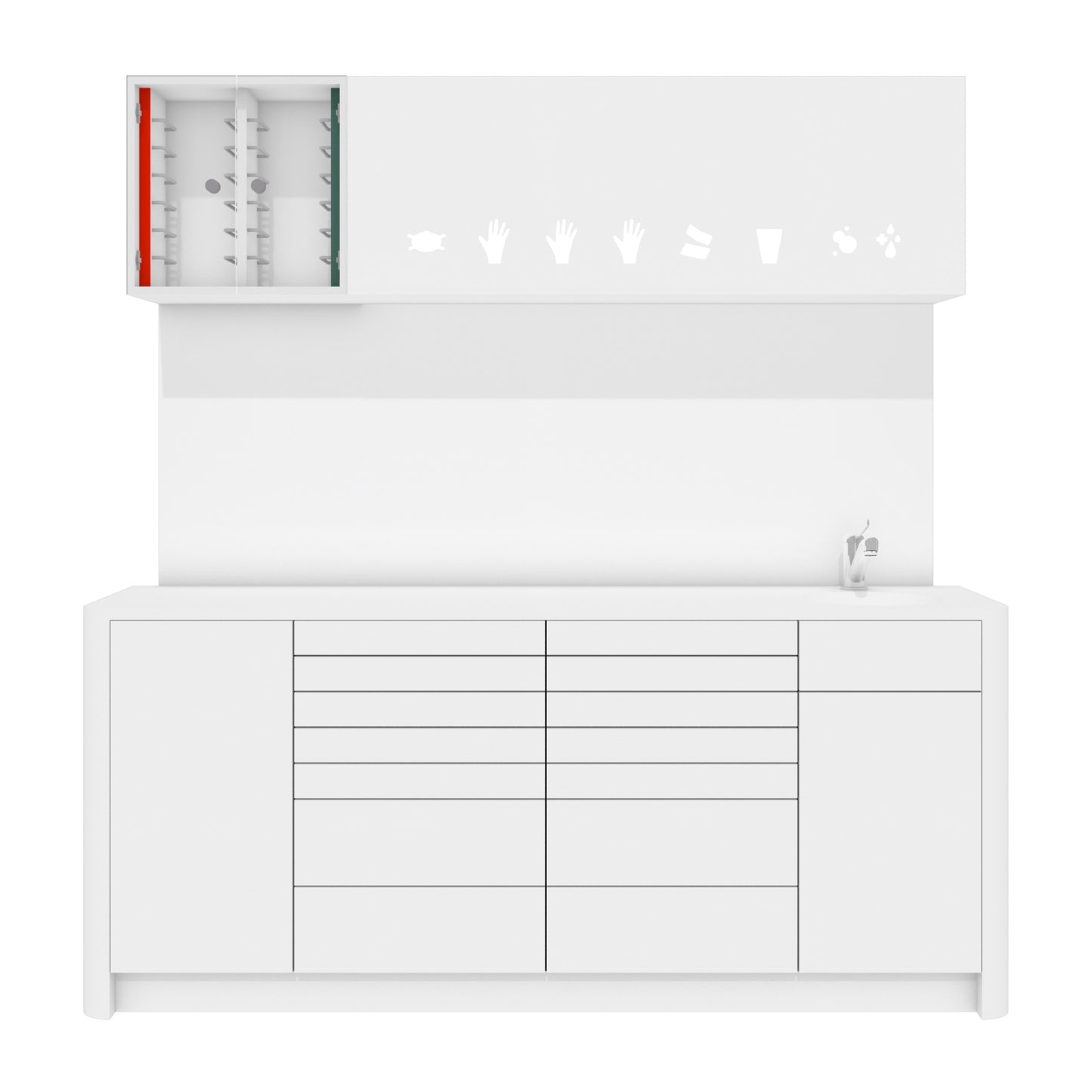 Behandelmeubel DINA L Combi – Ergonomisch Solid Surface Meubel voor Professionele Praktijken
