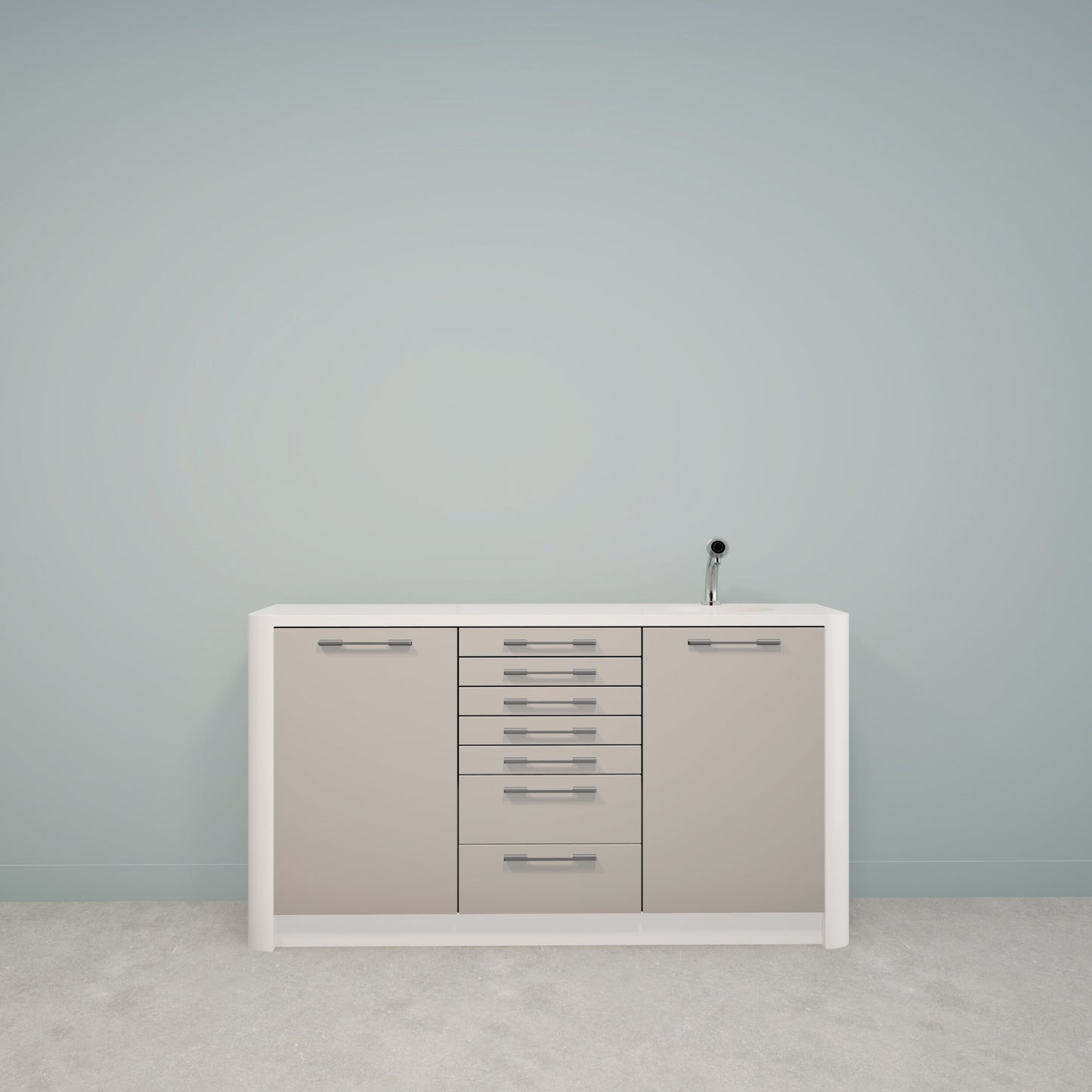 DINA S – compact Solid Surface behandelmeubel voor tandartspraktijken