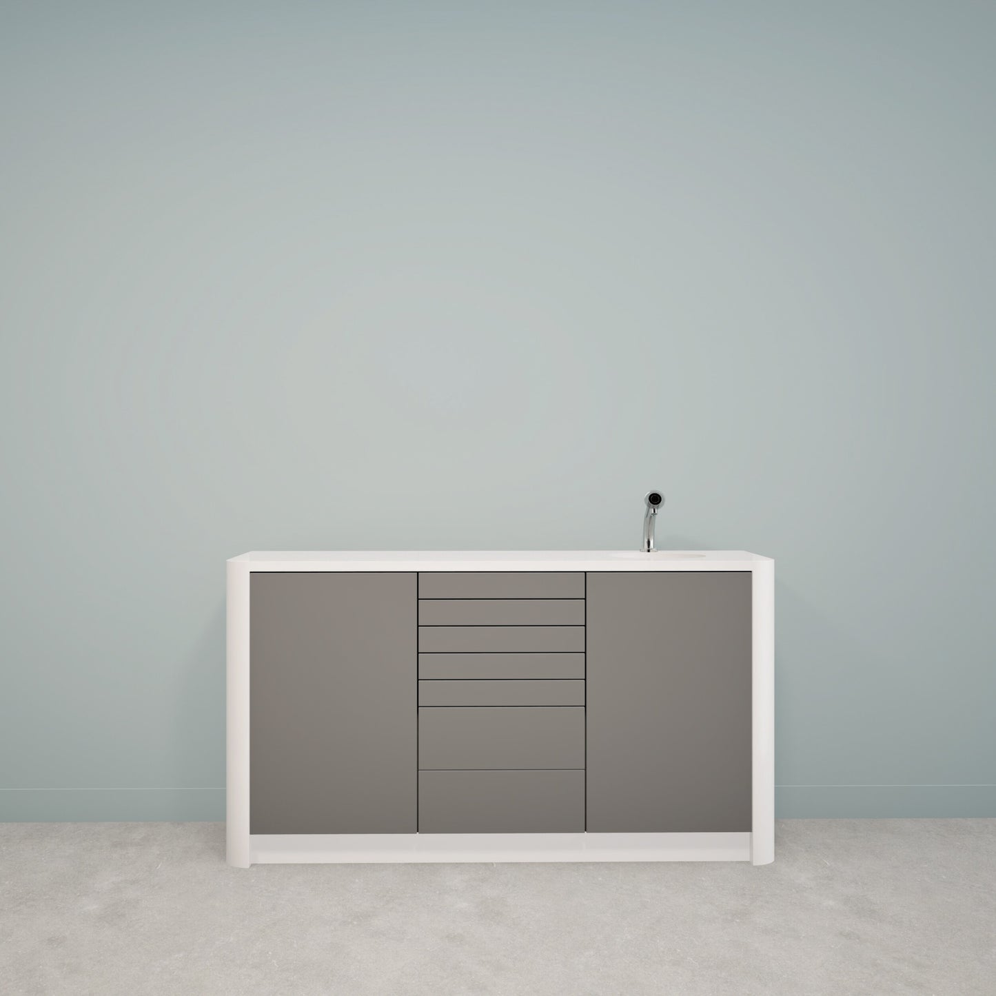 DINA S – compact Solid Surface behandelmeubel voor tandartspraktijken