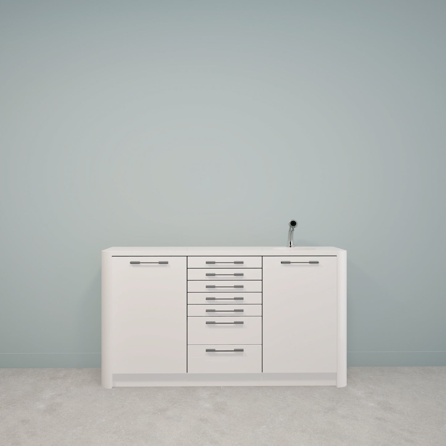 DINA S – compact Solid Surface behandelmeubel voor tandartspraktijken