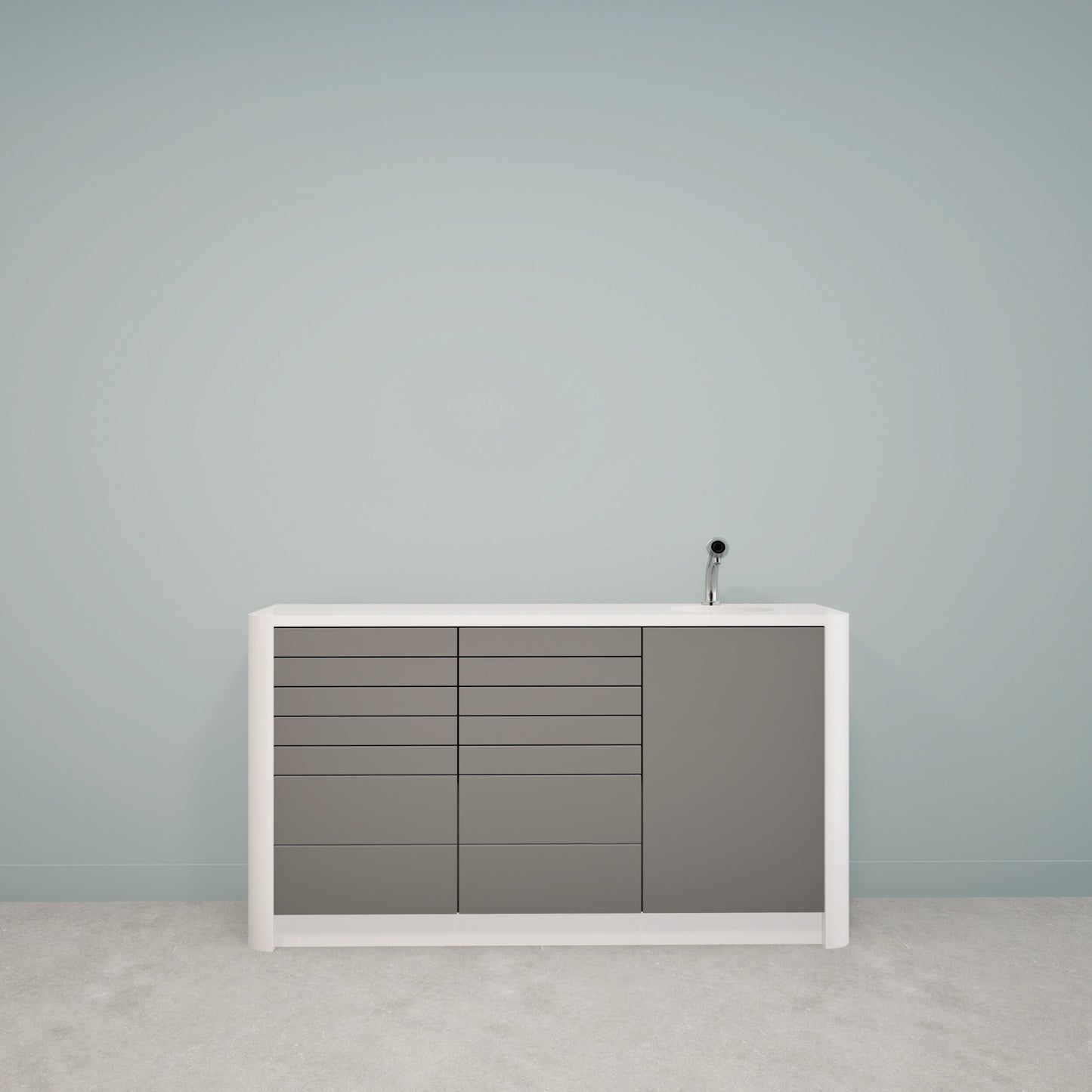 DINA M – Solid Surface behandelmeubel met strak ladefront