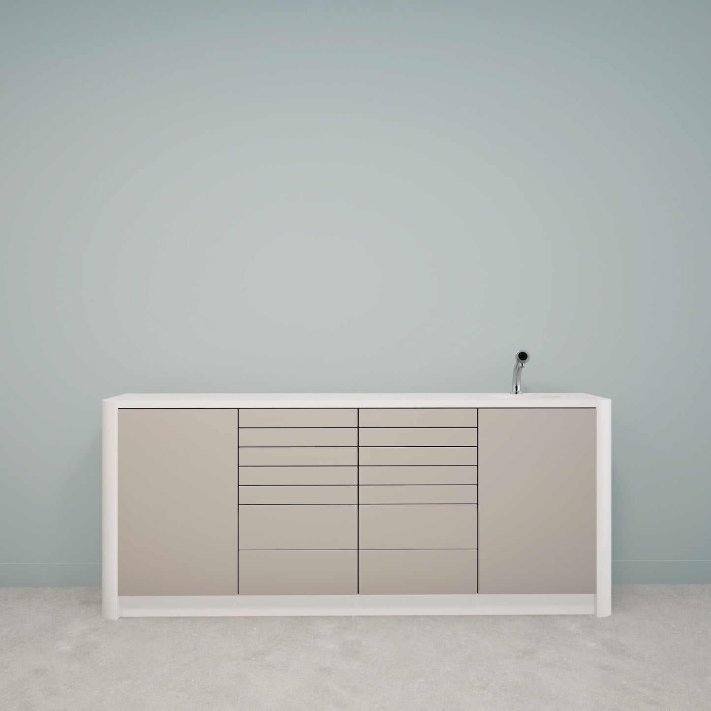 DINA L – Solid Surface behandelmeubel voor tandartspraktijken