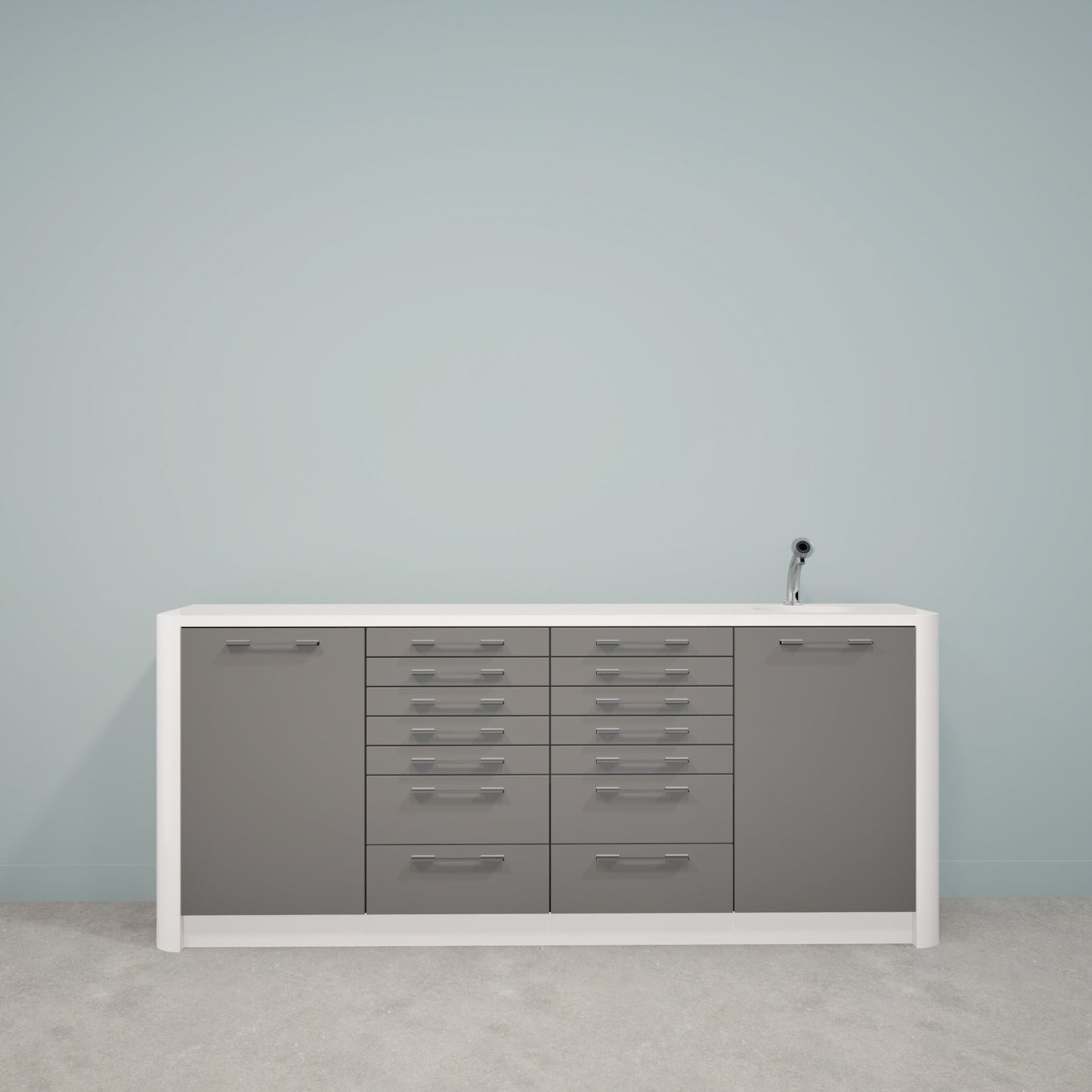 DINA L – Solid Surface behandelmeubel voor tandartspraktijken