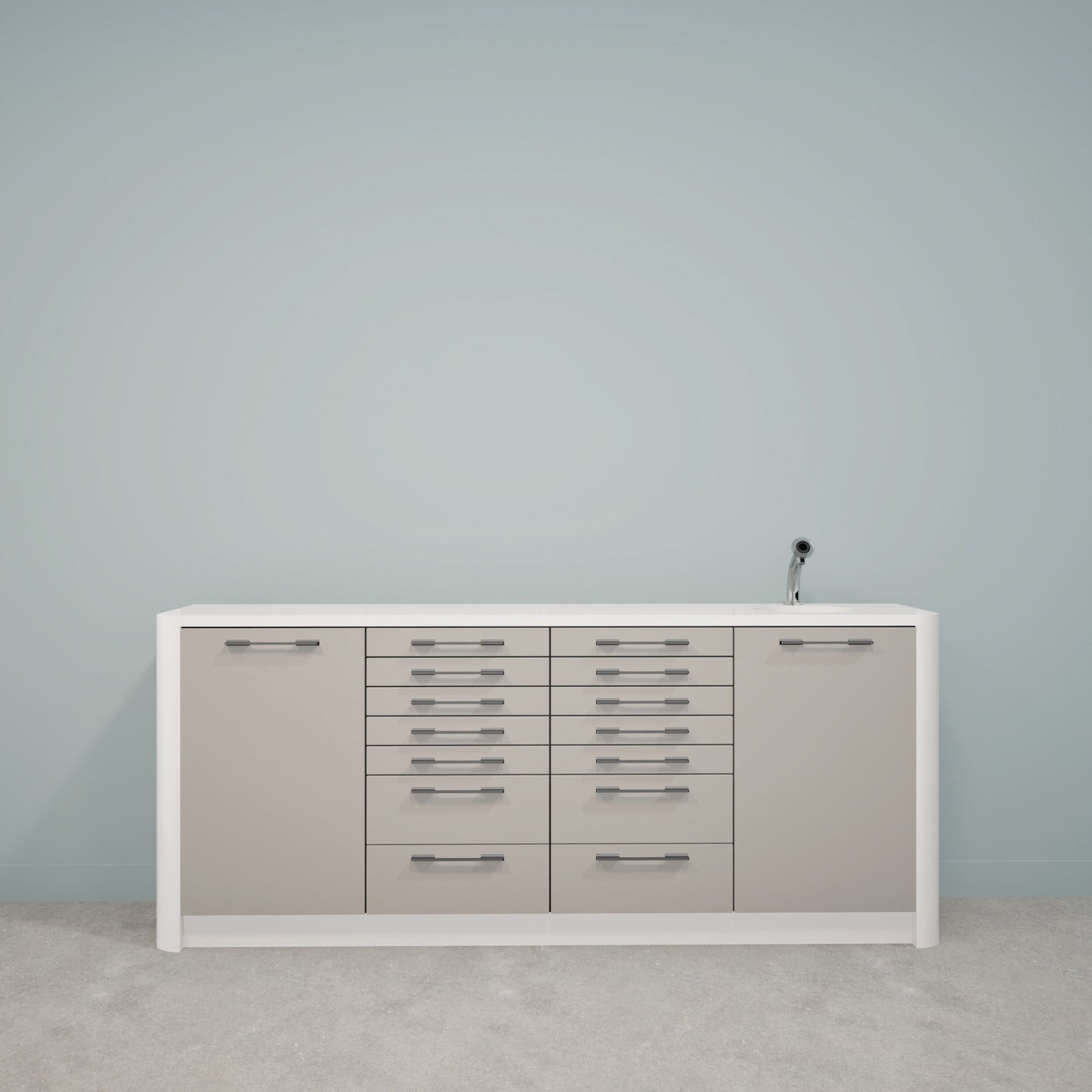 DINA L – Solid Surface behandelmeubel voor tandartspraktijken