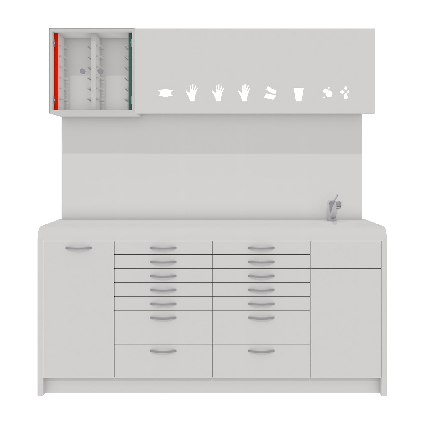 Behandelmeubel KIRA L Combi – Hygiënisch Solid Surface Meubel met Afgeronde Voorzijde