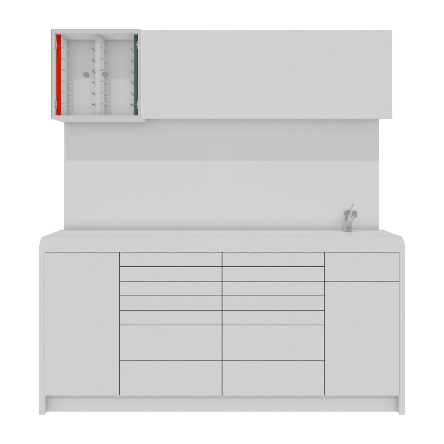 Behandelmeubel KIRA L Combi – Hygiënisch Solid Surface Meubel met Afgeronde Voorzijde