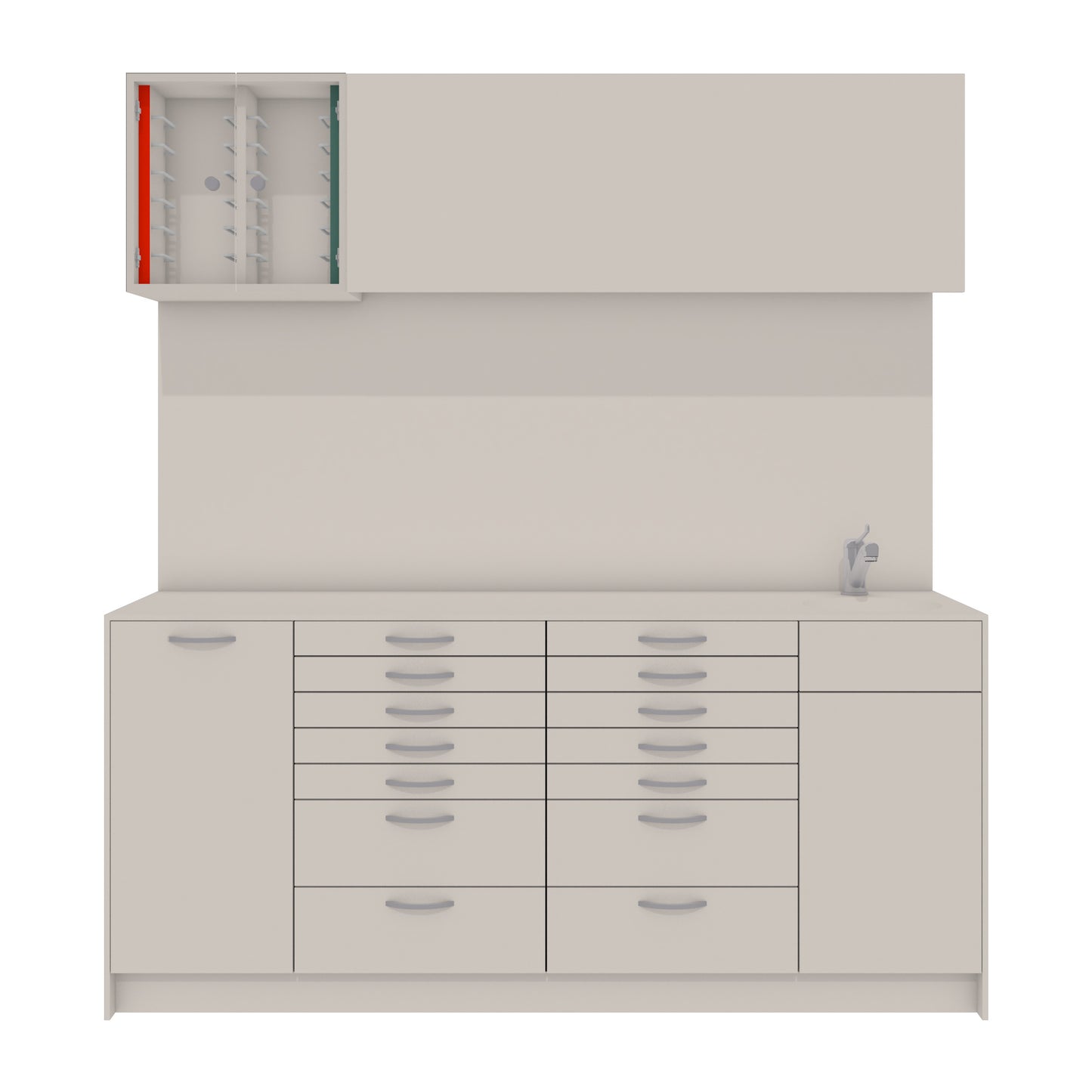 Behandelmeubel KIRA L Combi – Hygiënisch Solid Surface Meubel met Afgeronde Voorzijde