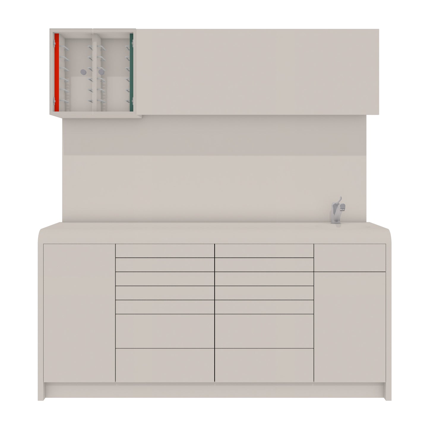 Behandelmeubel KIRA L Combi – Hygiënisch Solid Surface Meubel met Afgeronde Voorzijde