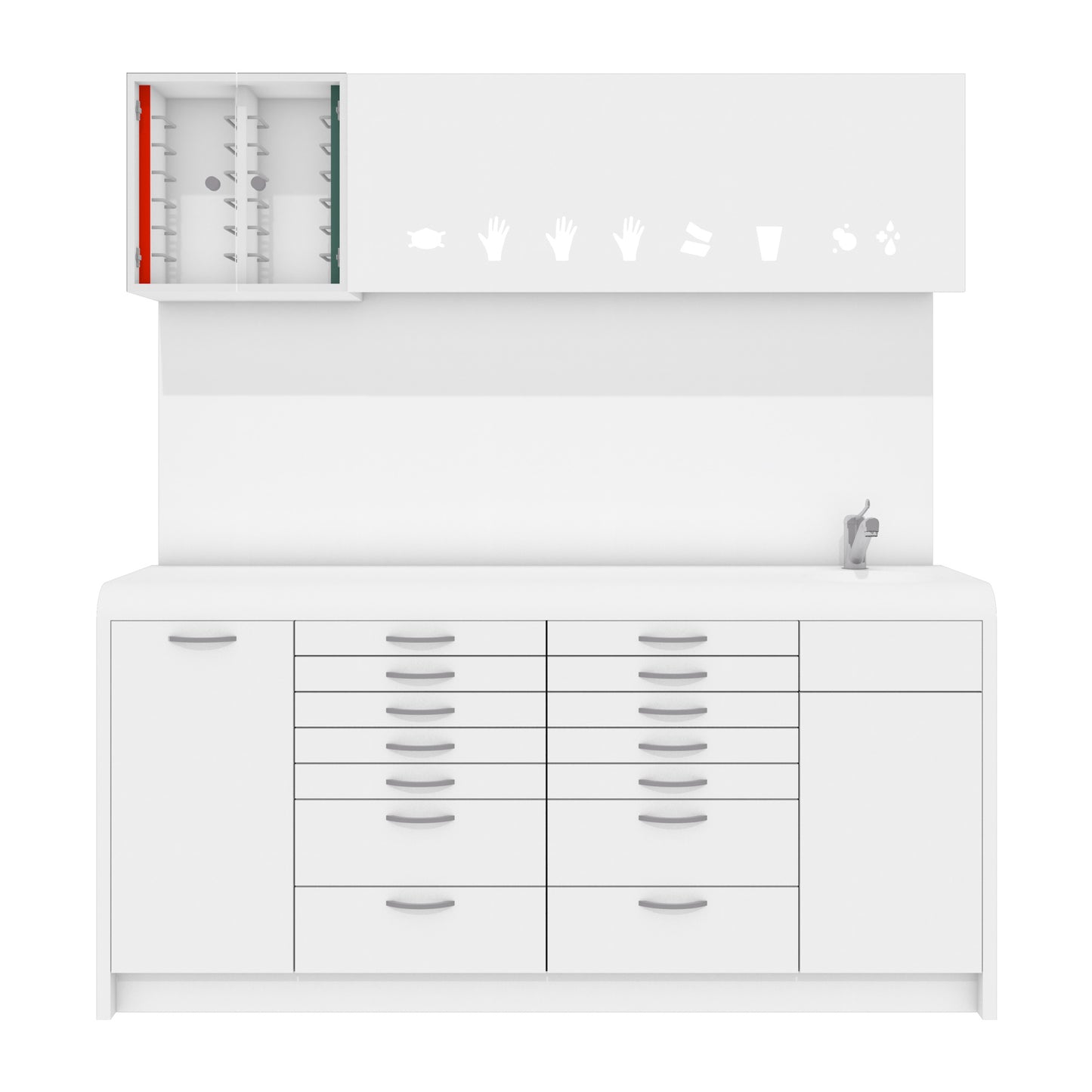 Behandelmeubel KIRA L Combi – Hygiënisch Solid Surface Meubel met Afgeronde Voorzijde