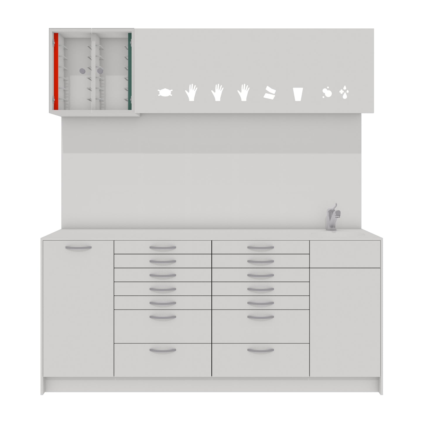 Behandelmeubel LUNA L Combi – Hygiënisch Solid Surface Meubel voor Moderne Praktijken