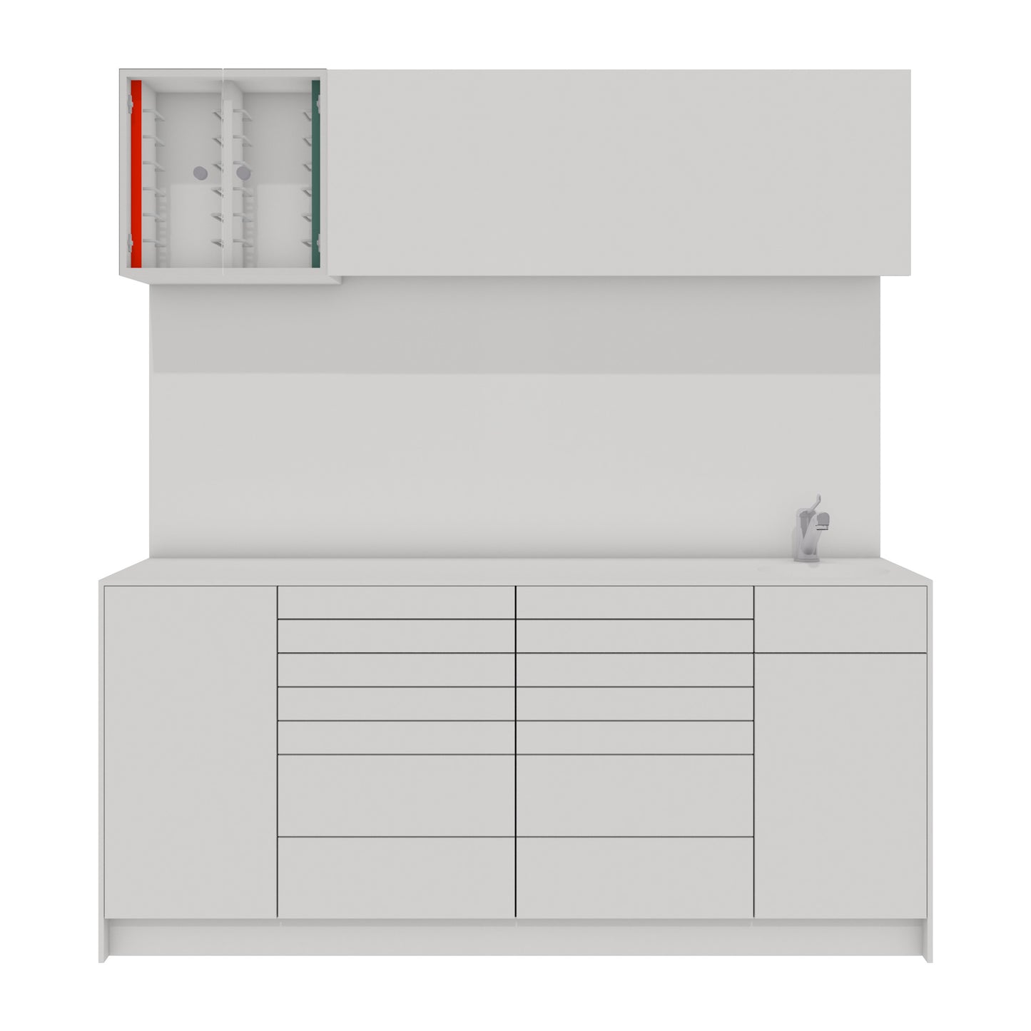 Behandelmeubel LUNA L Combi – Hygiënisch Solid Surface Meubel voor Moderne Praktijken