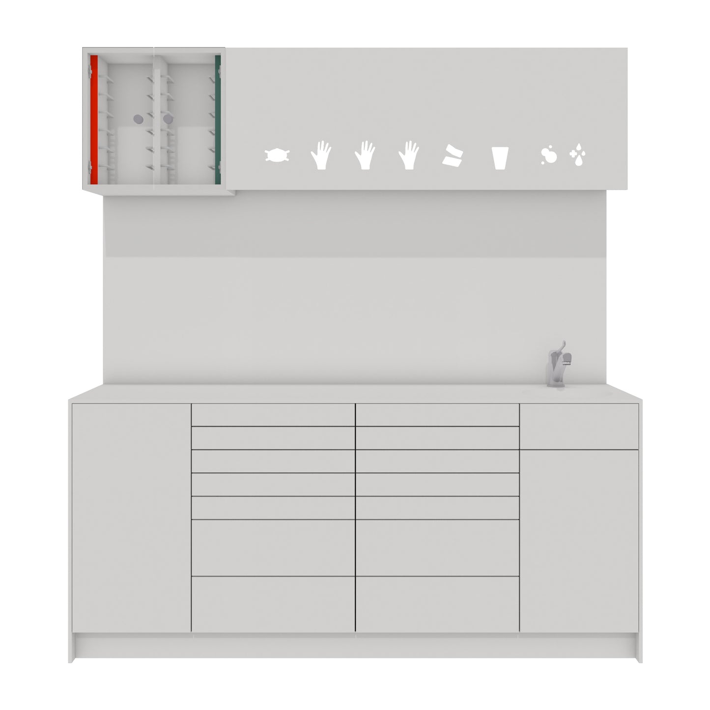 Behandelmeubel LUNA L Combi – Hygiënisch Solid Surface Meubel voor Moderne Praktijken