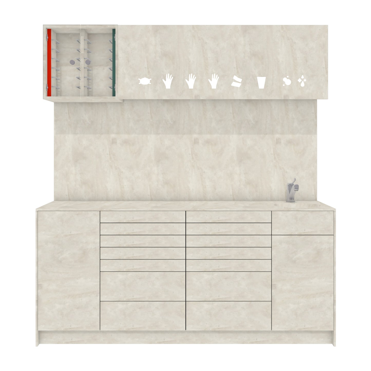 Behandelmeubel LUNA L Combi – Hygiënisch Solid Surface Meubel voor Moderne Praktijken