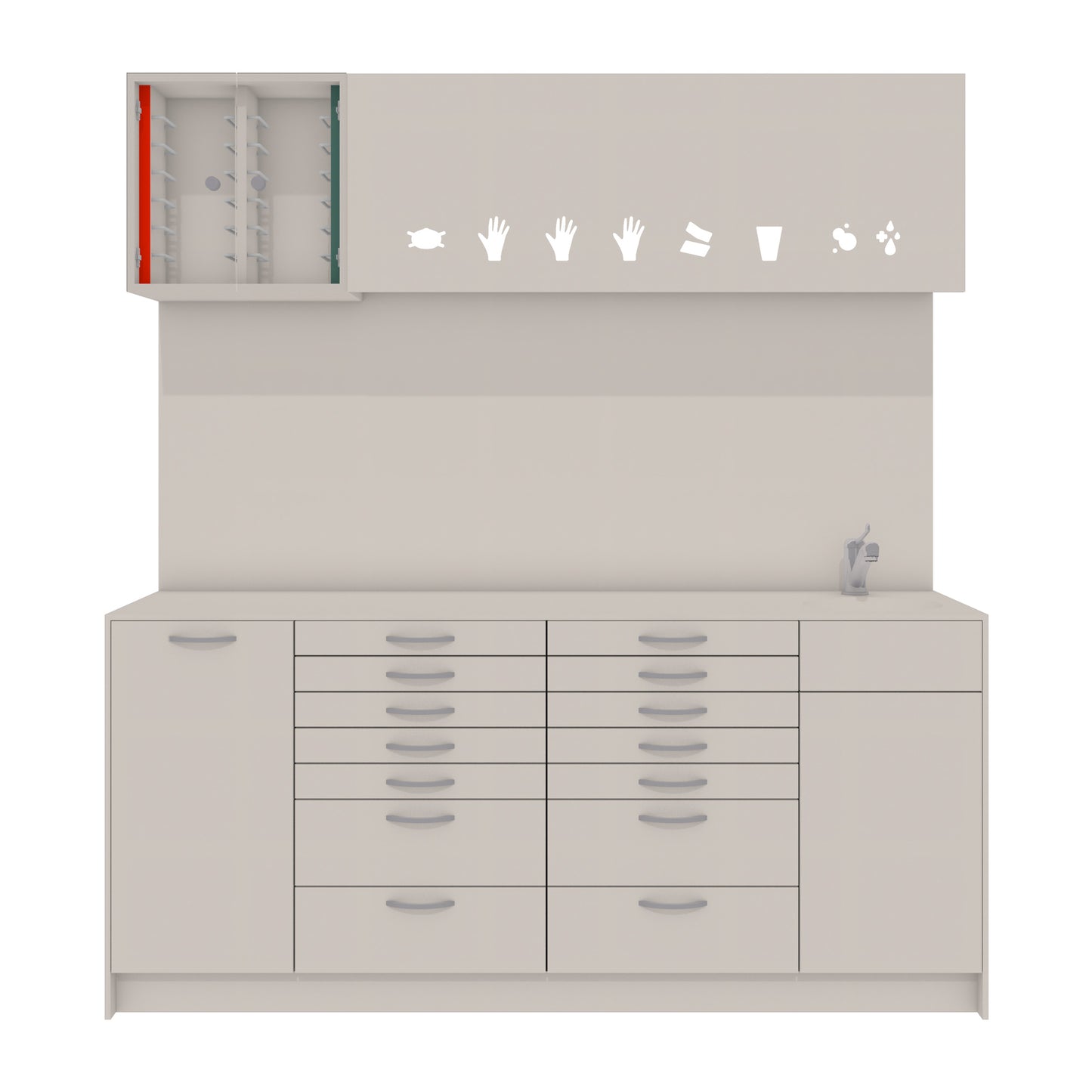 Behandelmeubel LUNA L Combi – Hygiënisch Solid Surface Meubel voor Moderne Praktijken