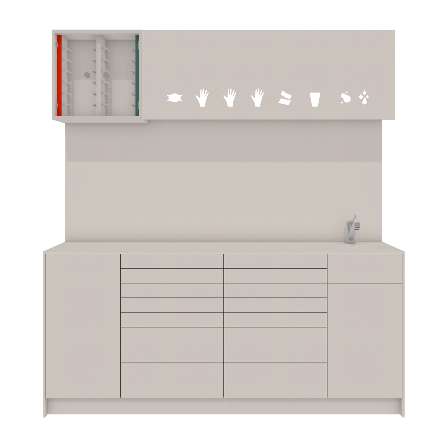 Behandelmeubel LUNA L Combi – Hygiënisch Solid Surface Meubel voor Moderne Praktijken