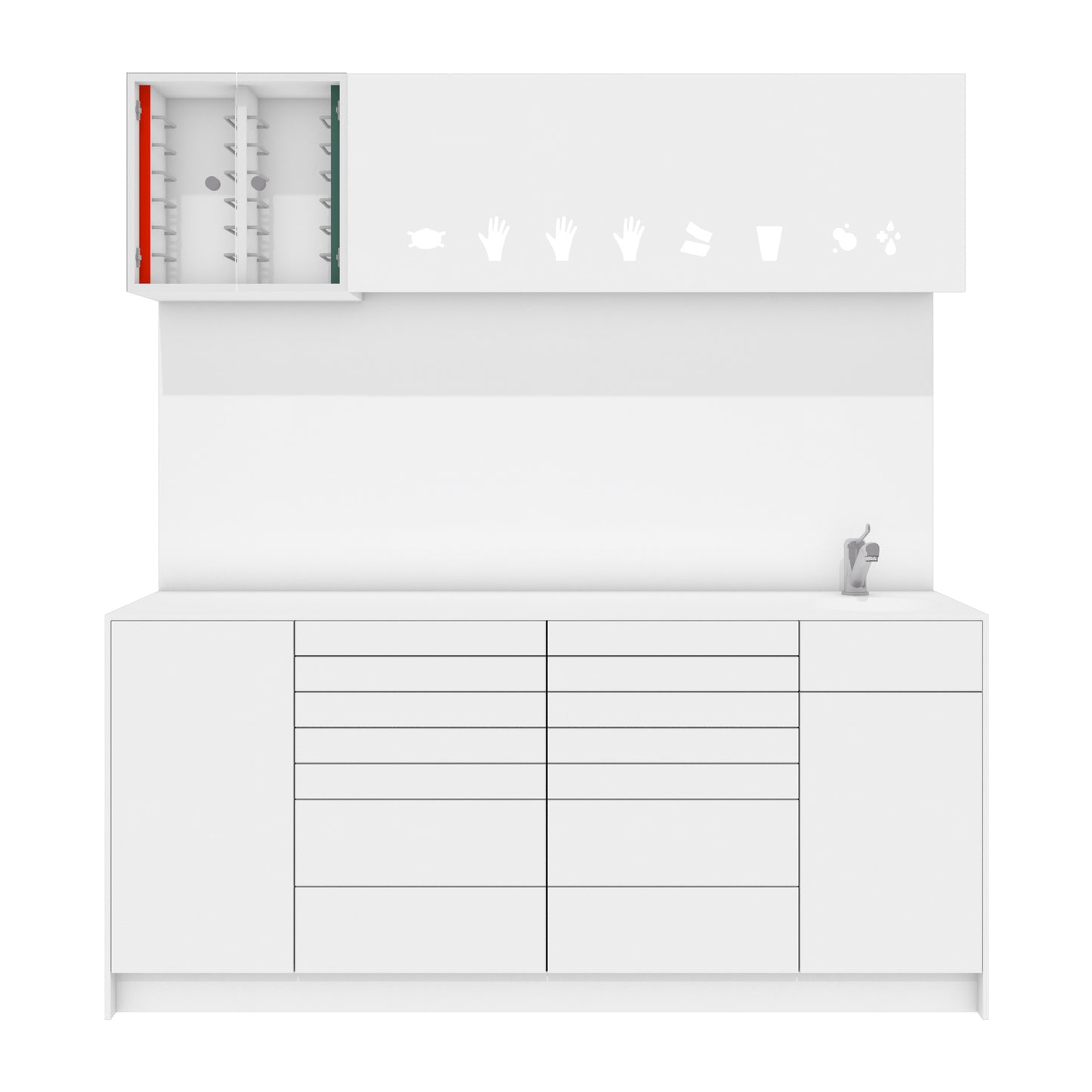 Behandelmeubel LUNA L Combi – Hygiënisch Solid Surface Meubel voor Moderne Praktijken