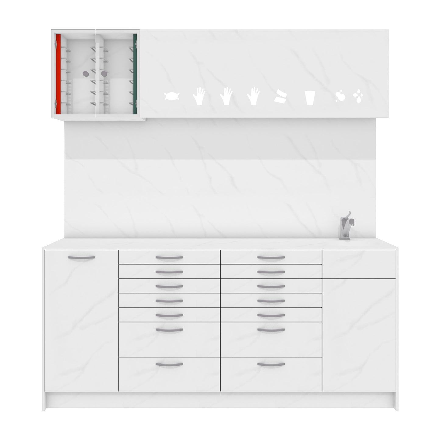 Behandelmeubel LUNA L Combi – Hygiënisch Solid Surface Meubel voor Moderne Praktijken