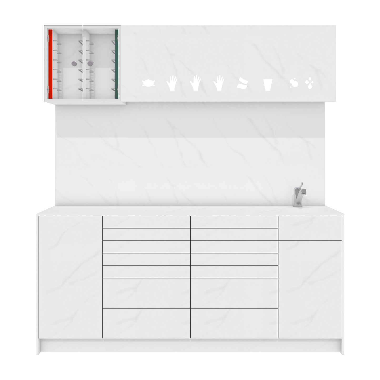 Behandelmeubel LUNA L Combi – Hygiënisch Solid Surface Meubel voor Moderne Praktijken