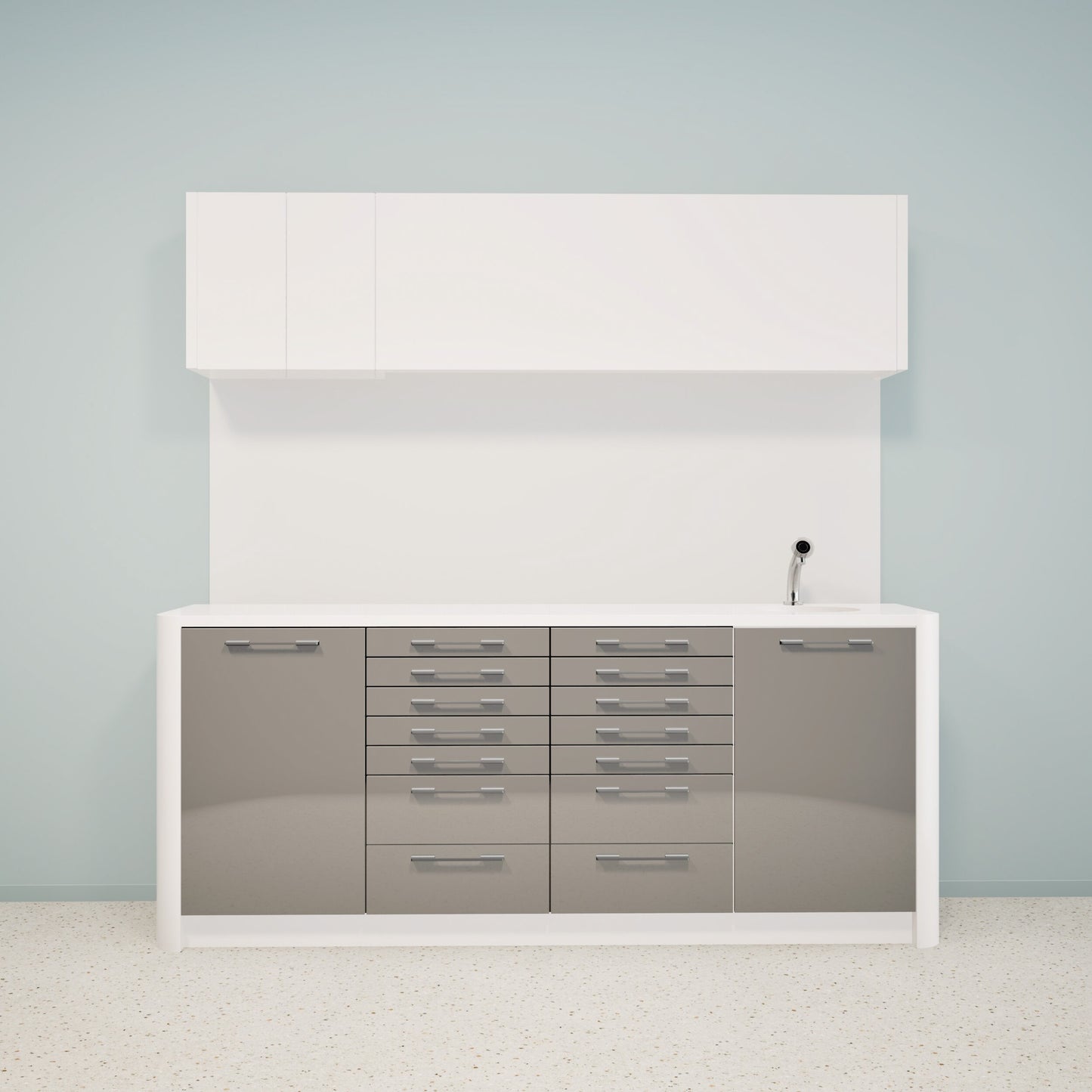 Behandlungsmöbel DINA L Combi – Ergonomische Mineralwerkstoffmöbel für die Praxis