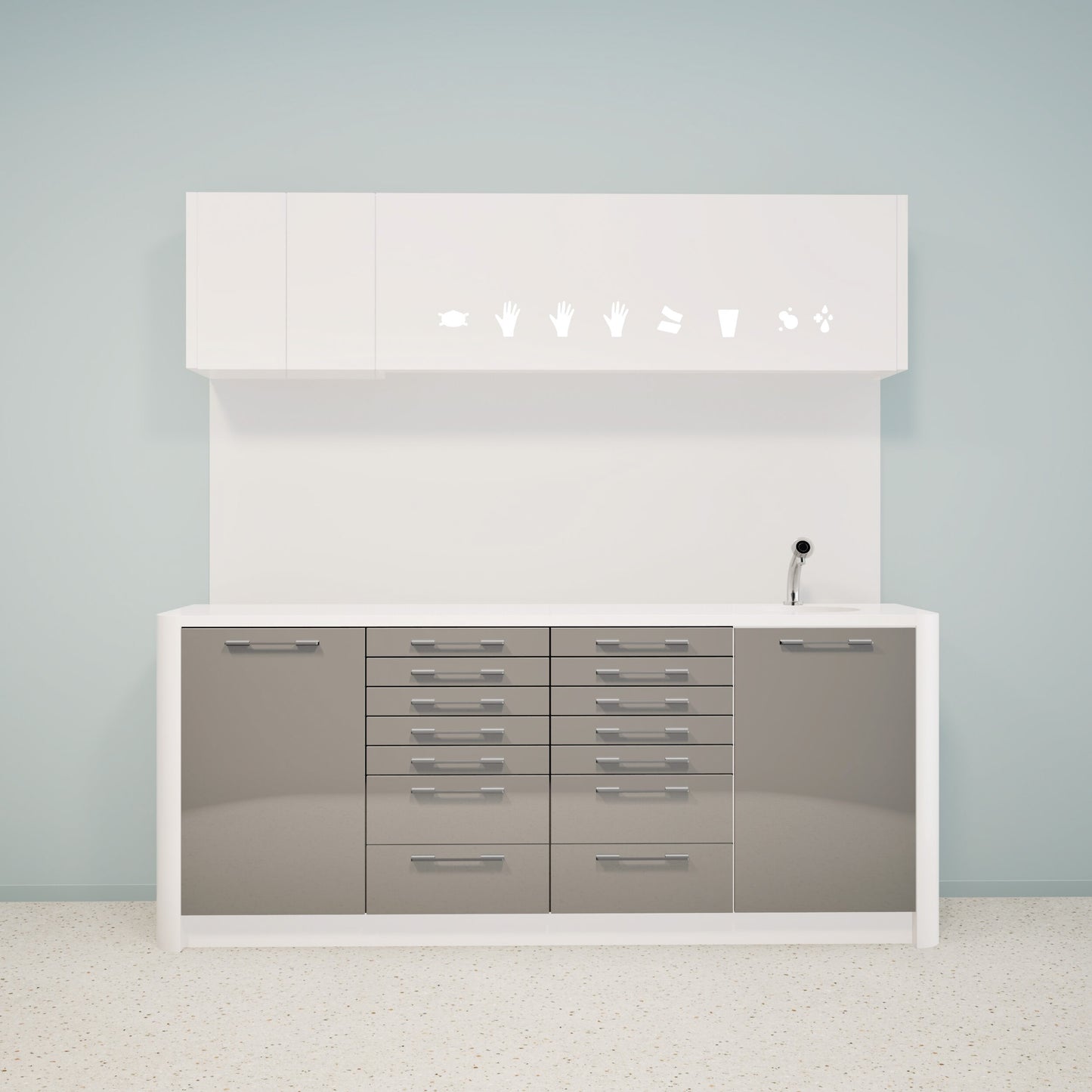 Behandlungsmöbel DINA L Combi – Ergonomische Mineralwerkstoffmöbel für die Praxis