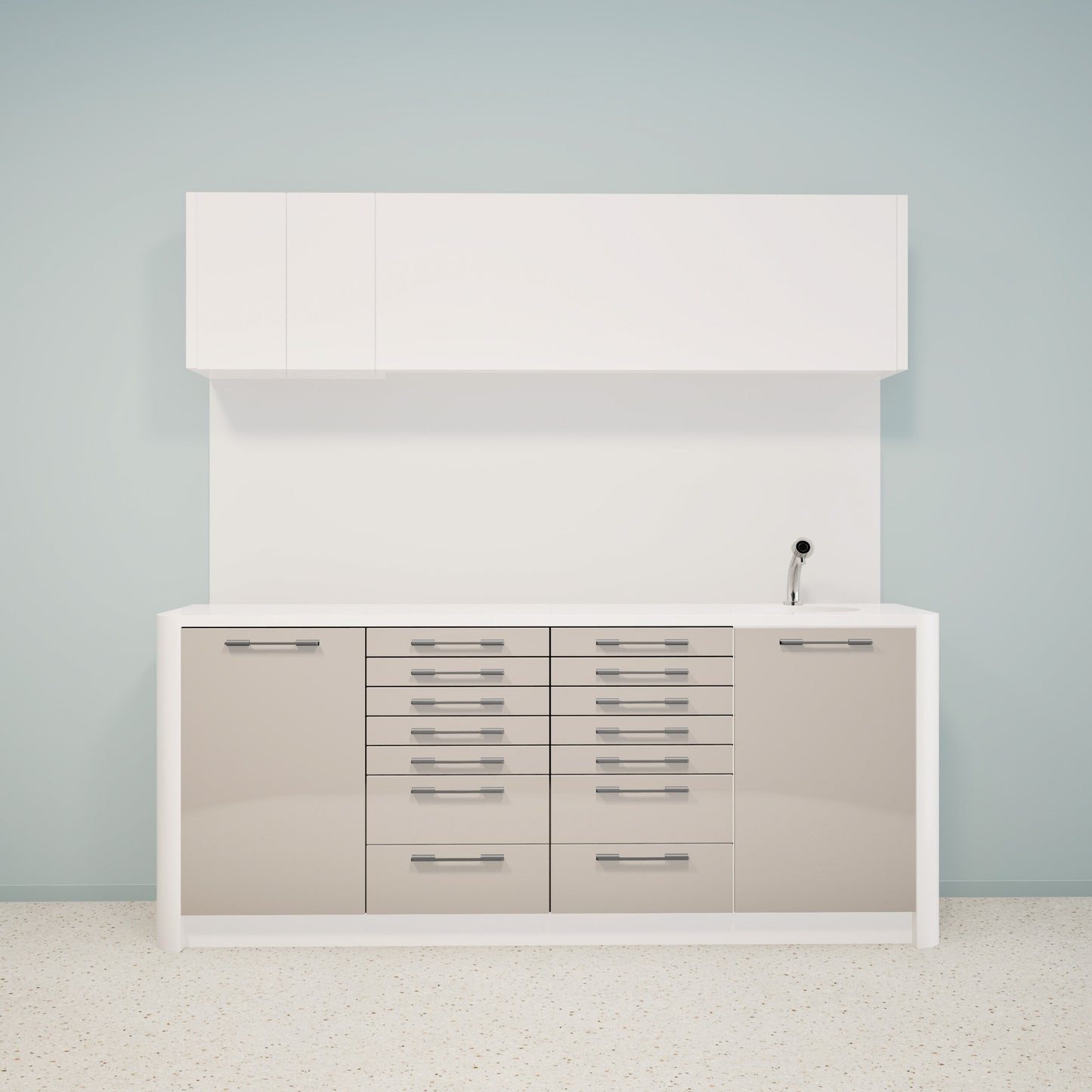 Behandlungsmöbel DINA L Combi – Ergonomische Mineralwerkstoffmöbel für die Praxis