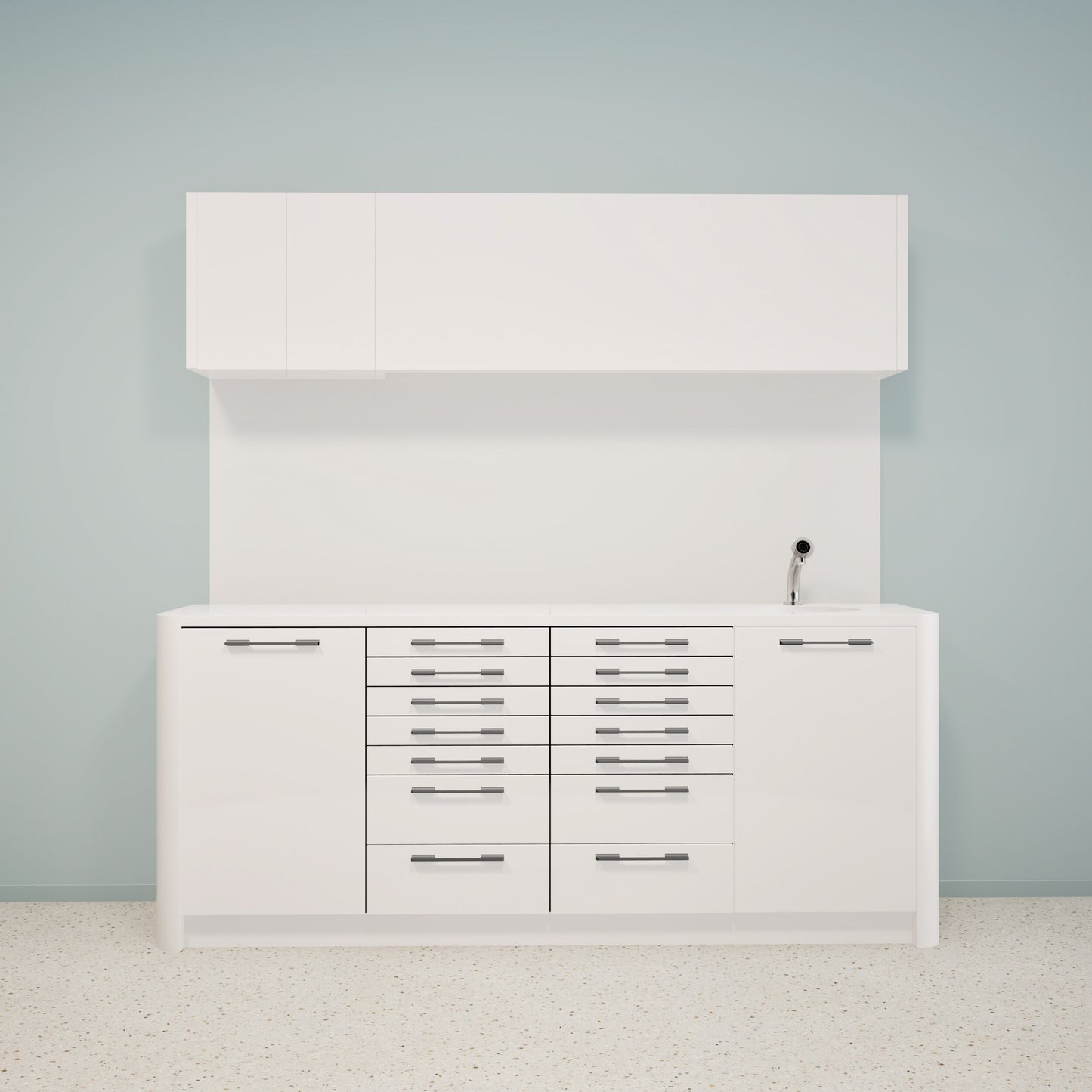 Behandlungsmöbel DINA L Combi – Ergonomische Mineralwerkstoffmöbel für die Praxis