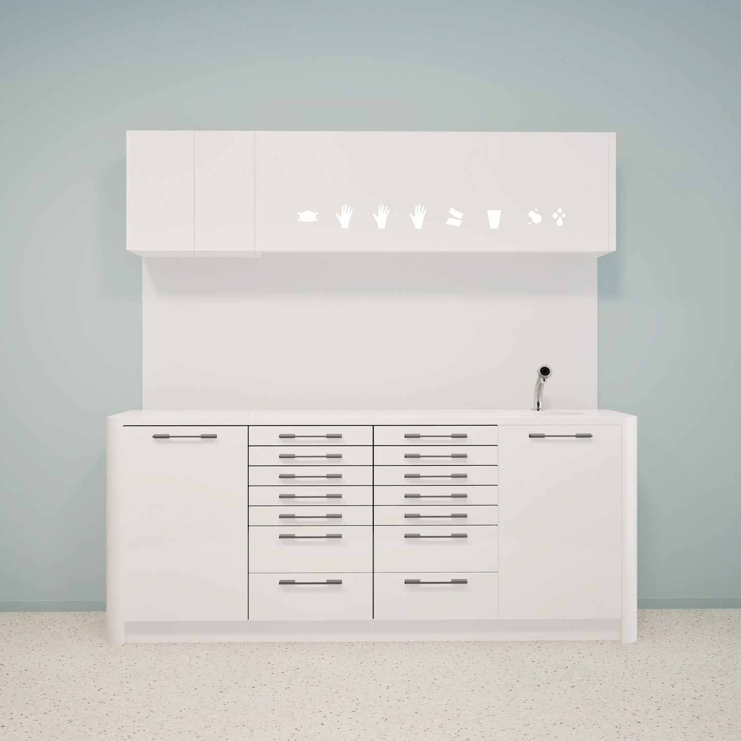 Behandlungsmöbel DINA L Combi – Ergonomische Mineralwerkstoffmöbel für die Praxis