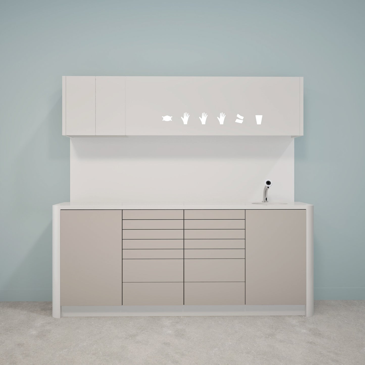 Behandelmeubel DINA L Combi – Ergonomisch Solid Surface Meubel voor Professionele Praktijken