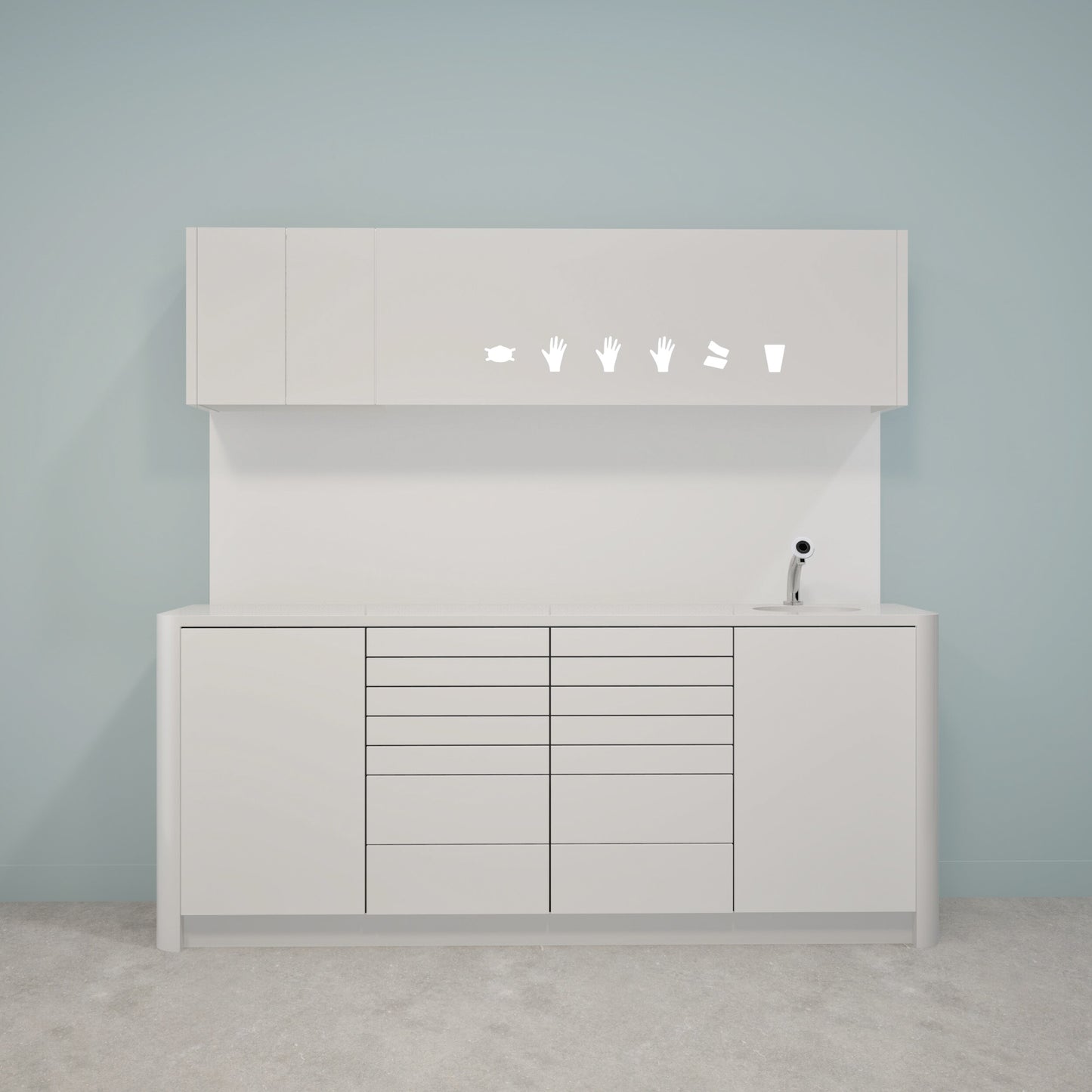 Behandelmeubel DINA L Combi – Ergonomisch Solid Surface Meubel voor Professionele Praktijken