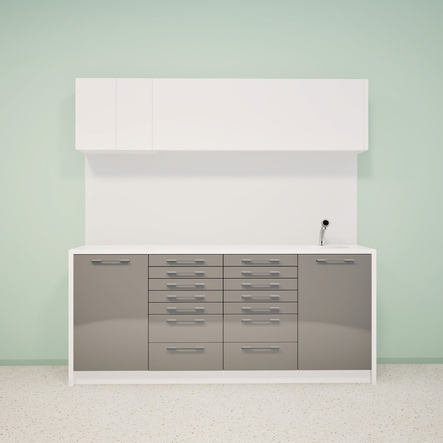 NOVA L Combi – behandelmeubel van Solid Surface met bovenkast