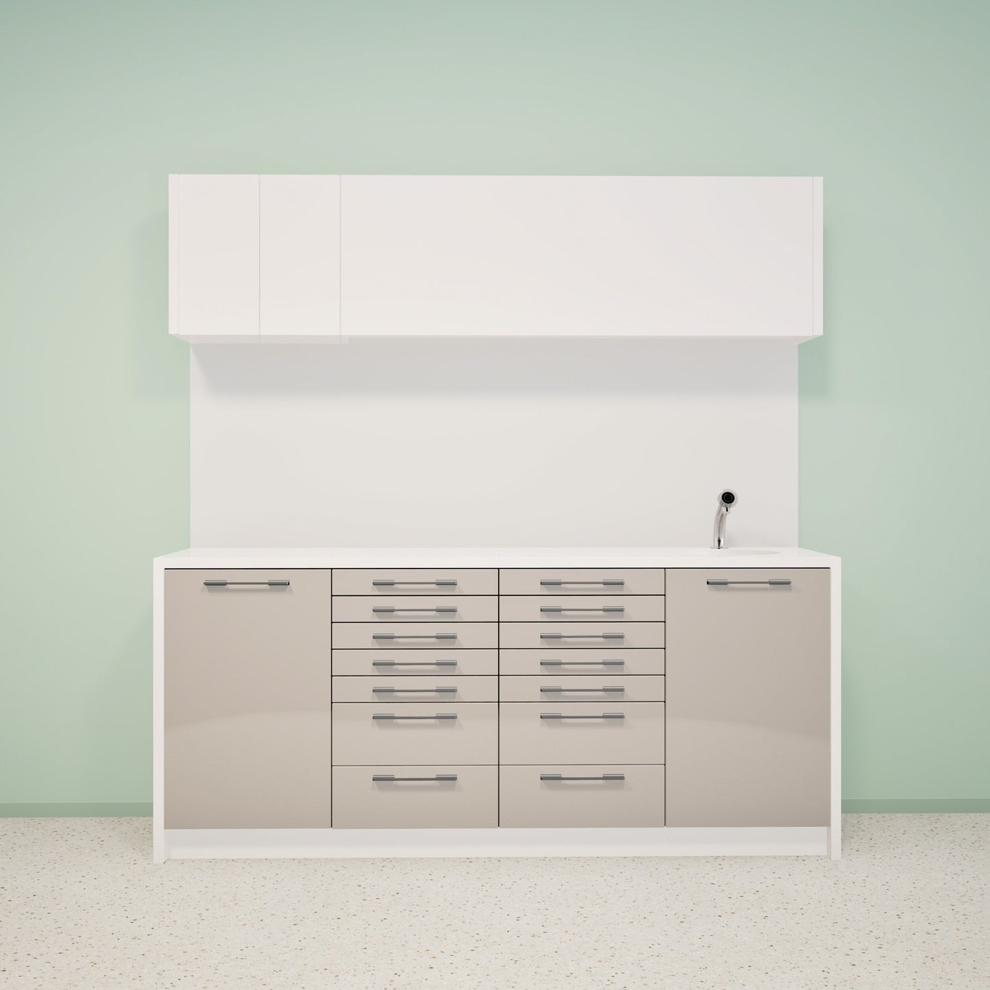 NOVA L Combi – behandelmeubel van Solid Surface met bovenkast