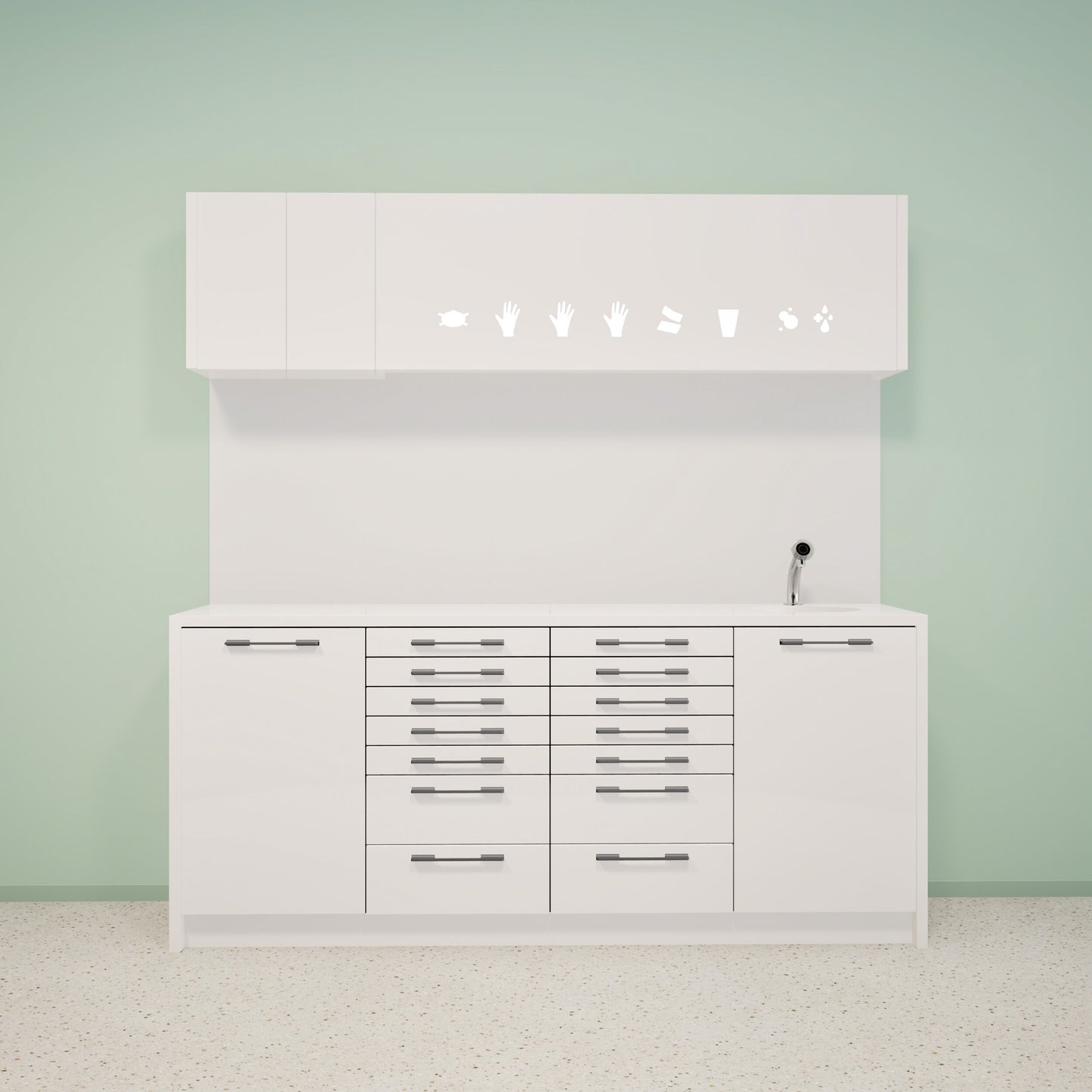 NOVA L Combi – behandelmeubel van Solid Surface met bovenkast