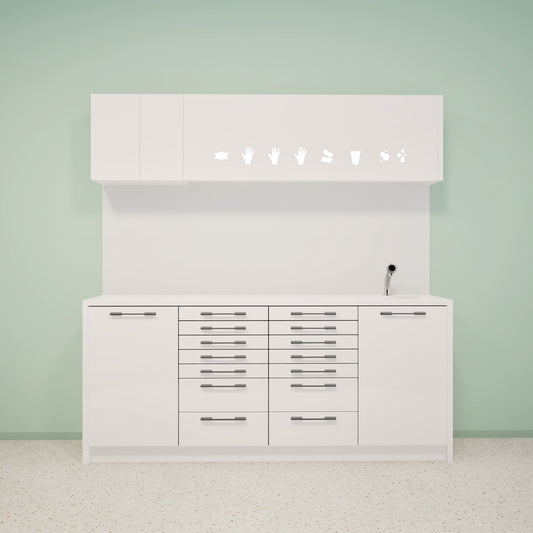 NOVA L Combi – behandelmeubel van Solid Surface met bovenkast