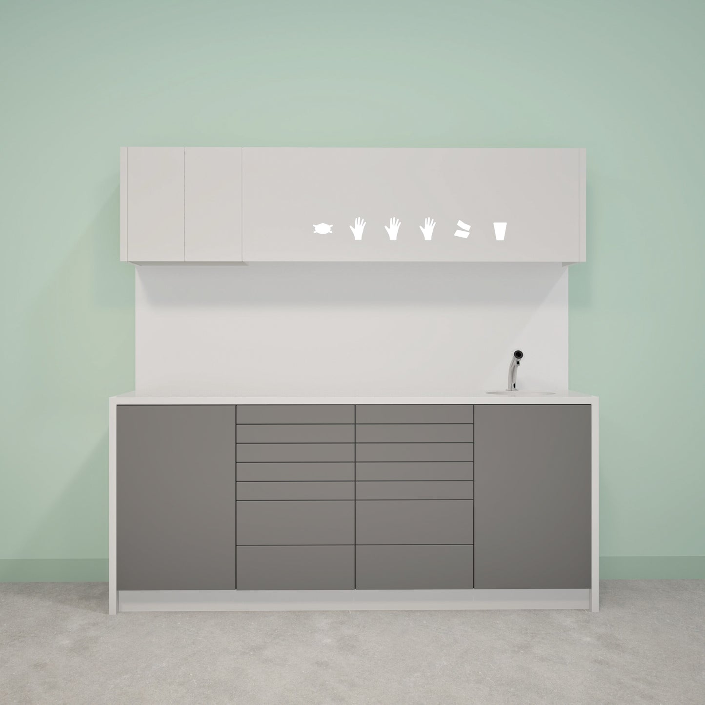 NOVA L Combi – behandelmeubel van Solid Surface met bovenkast