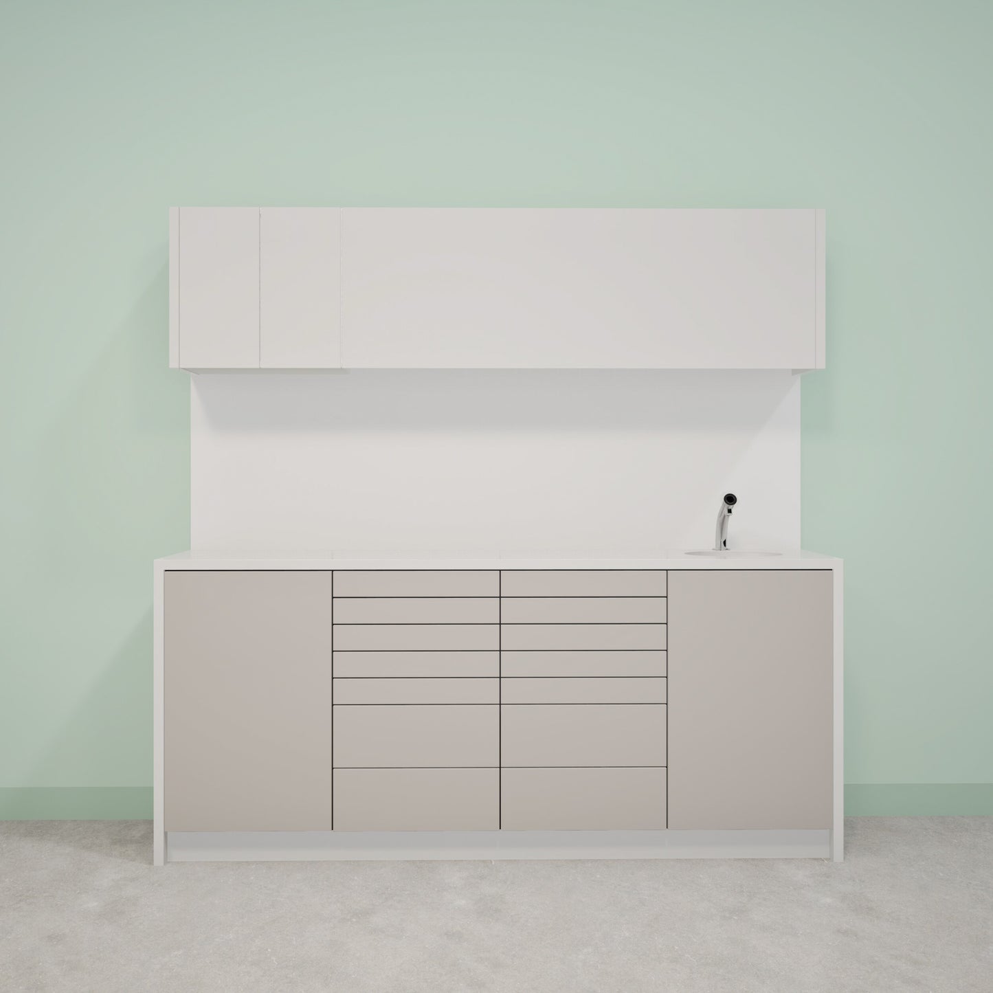 NOVA L Combi – behandelmeubel van Solid Surface met bovenkast
