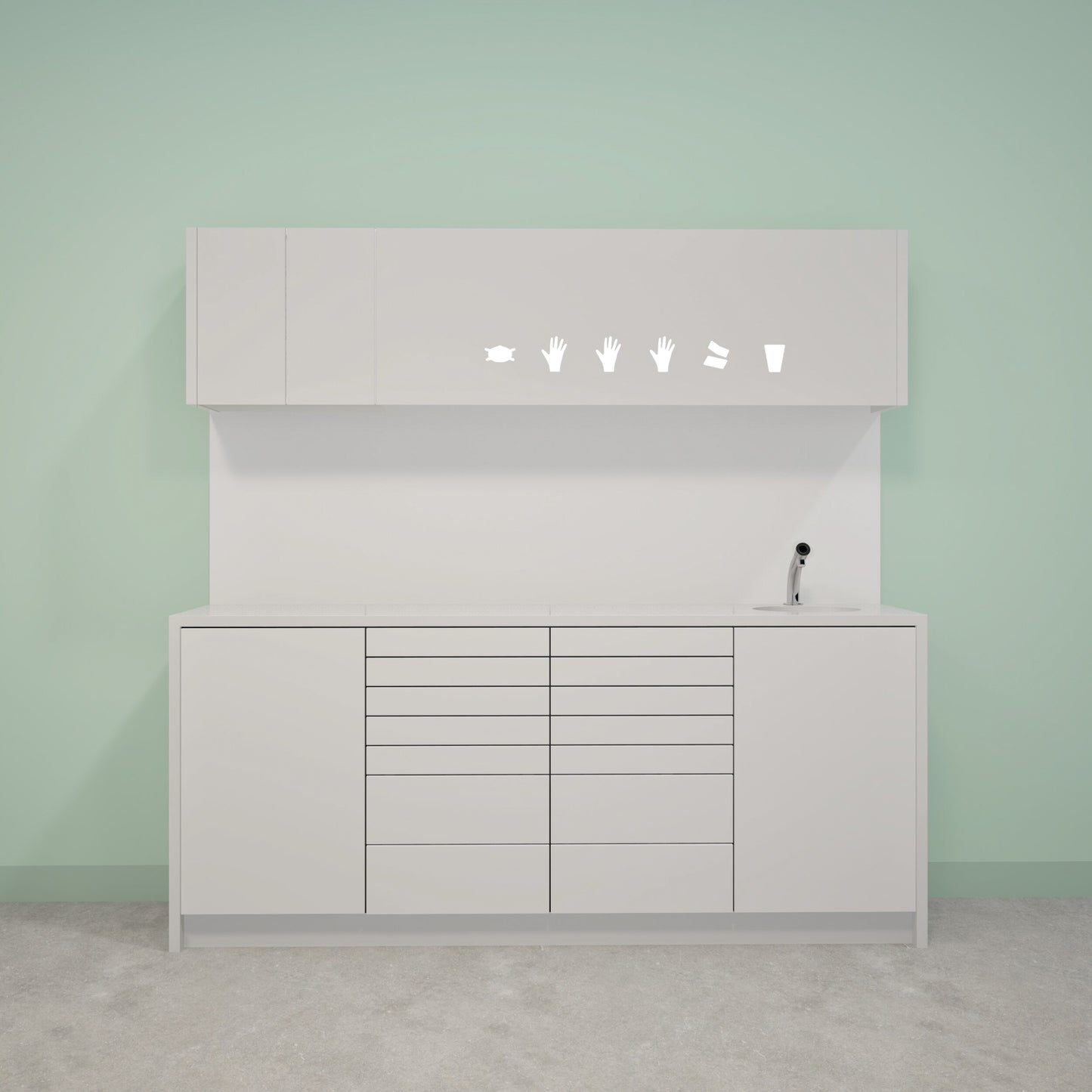 NOVA L Combi – behandelmeubel van Solid Surface met bovenkast