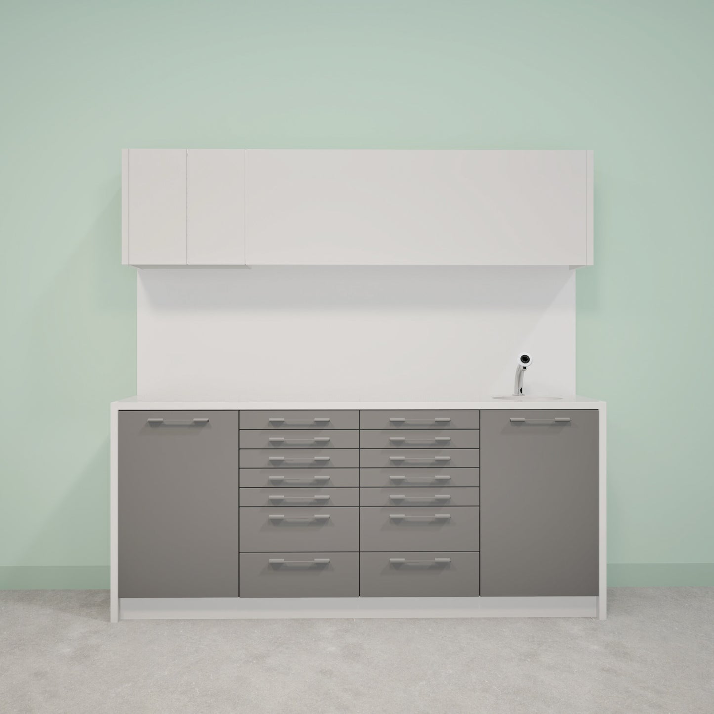 NOVA L Combi – behandelmeubel van Solid Surface met bovenkast