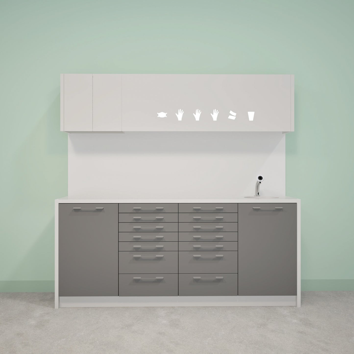 NOVA L Combi – behandelmeubel van Solid Surface met bovenkast