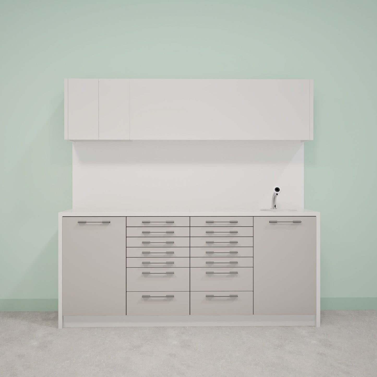 NOVA L Combi – behandelmeubel van Solid Surface met bovenkast