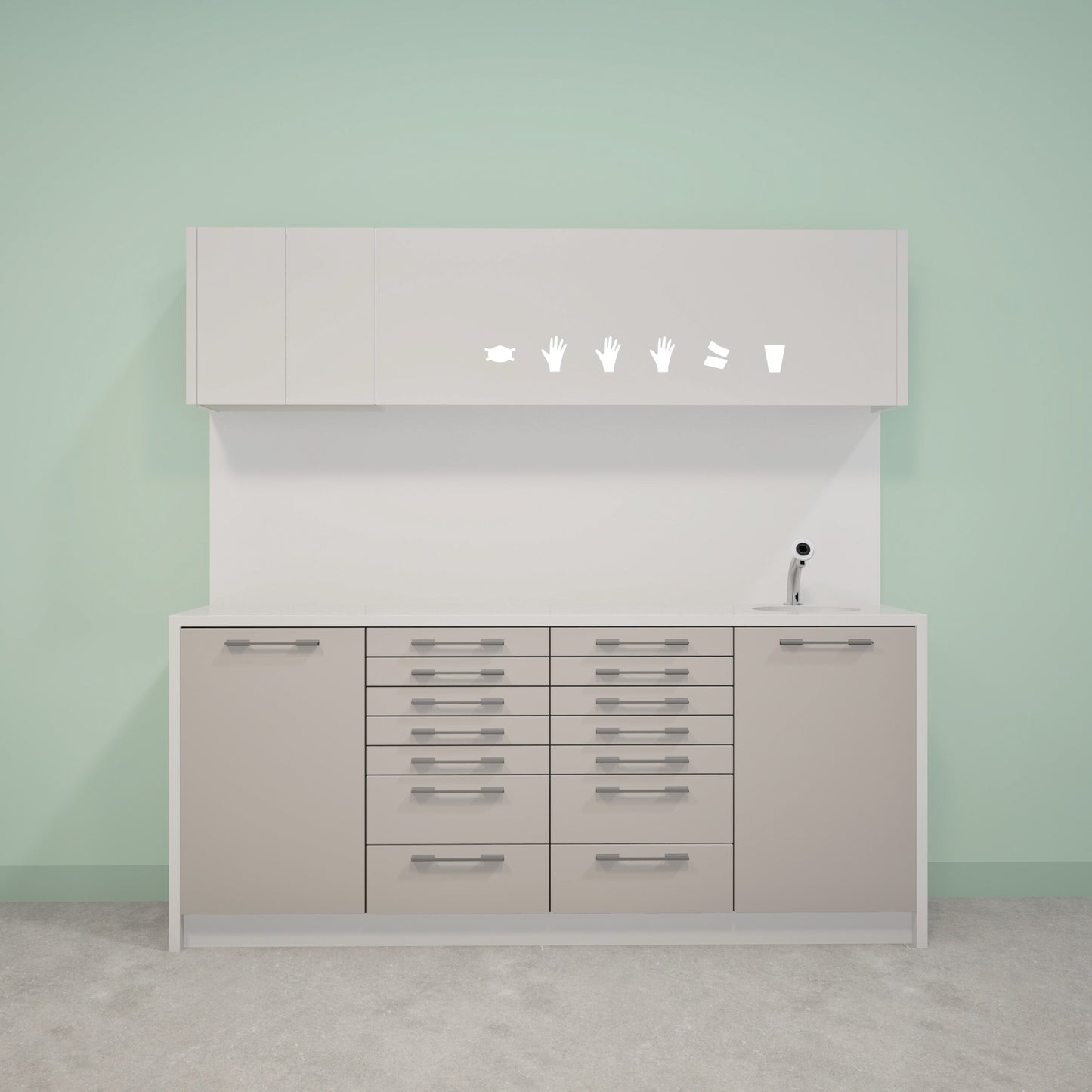 NOVA L Combi – behandelmeubel van Solid Surface met bovenkast