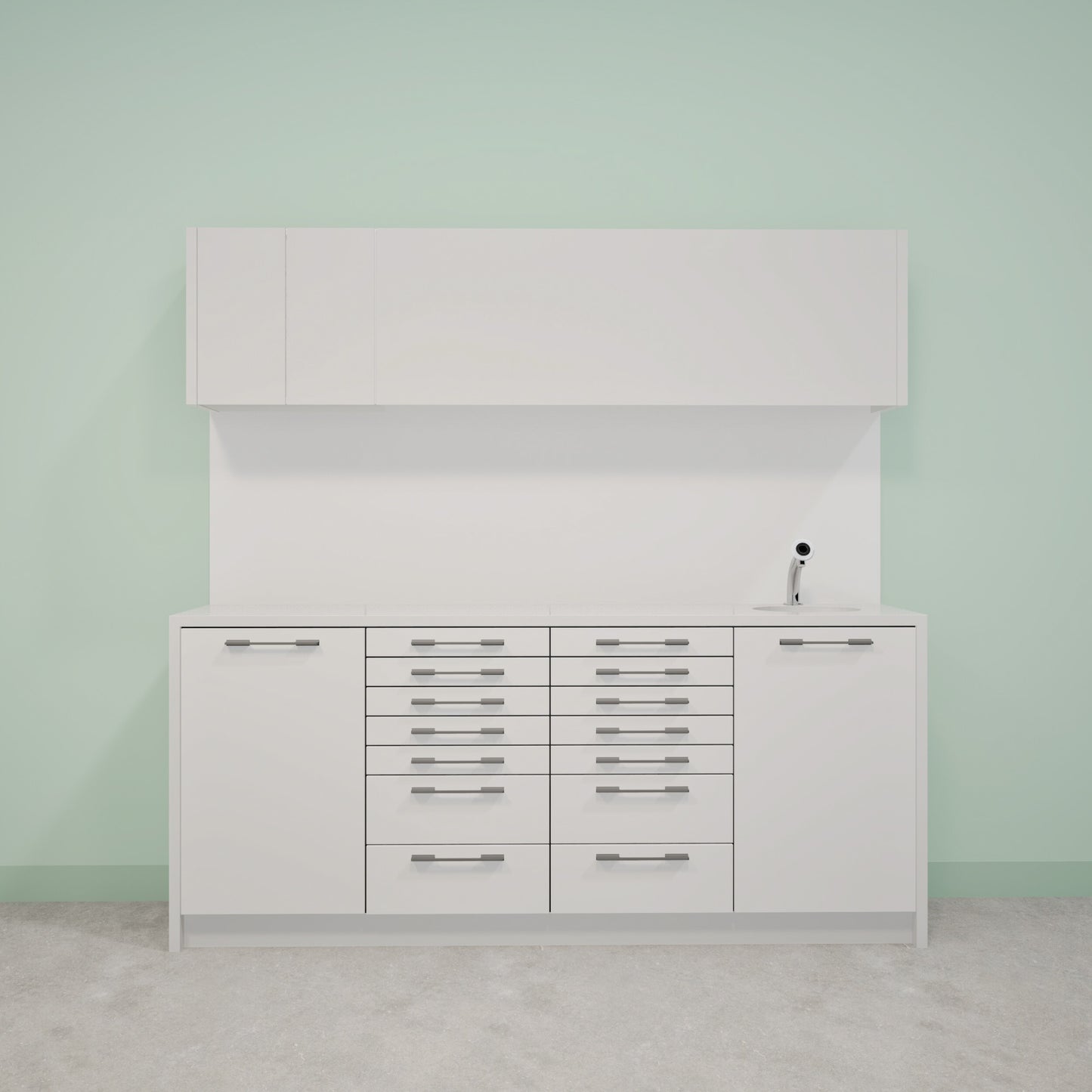 NOVA L Combi – behandelmeubel van Solid Surface met bovenkast