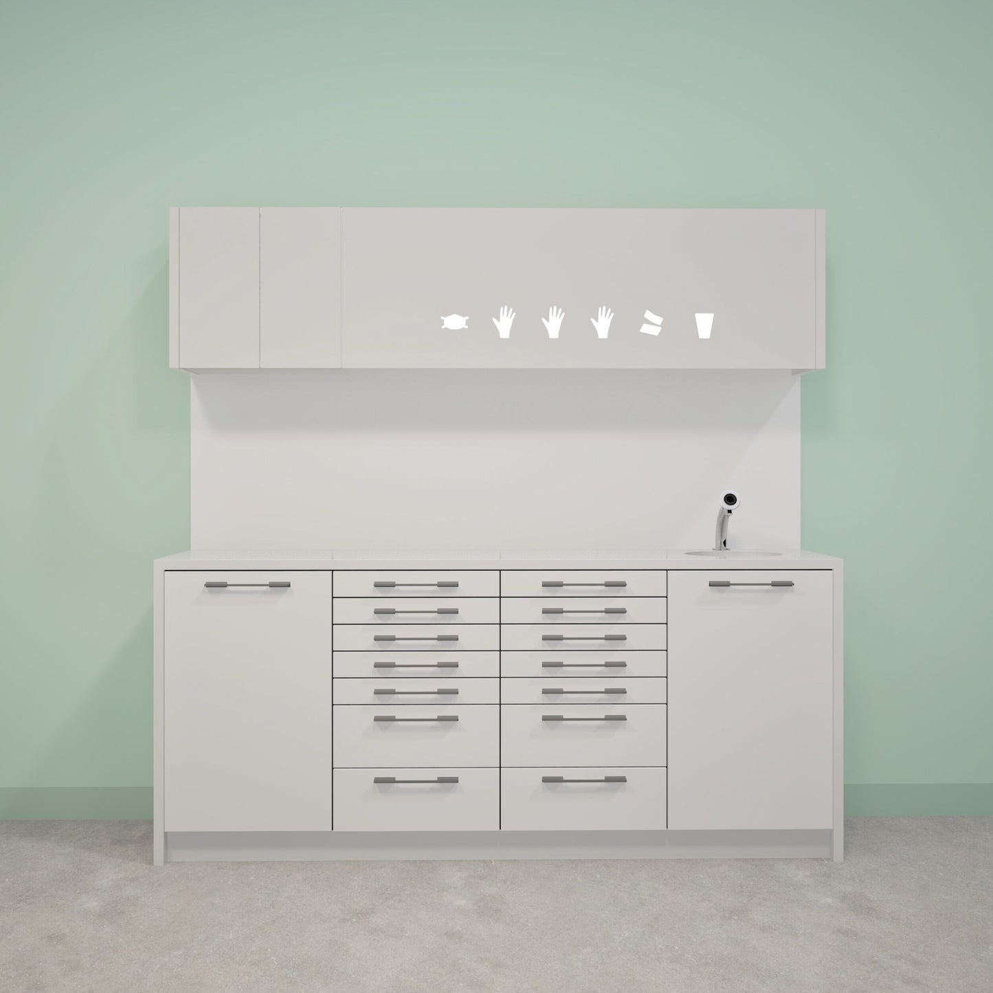 NOVA L Combi – behandelmeubel van Solid Surface met bovenkast